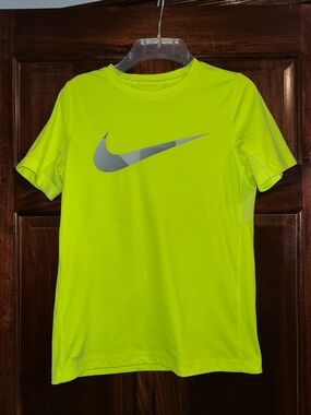 Nike Neon Yellow Performance Tee with Silver Swoosh L
